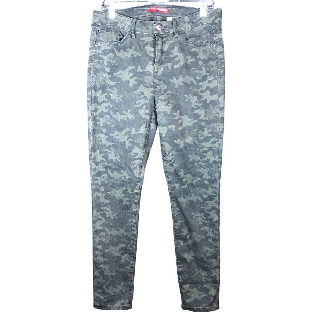 Union Bay Womens Jeans Green Camouflage Denim Mid Rise Skinny Stretch 13